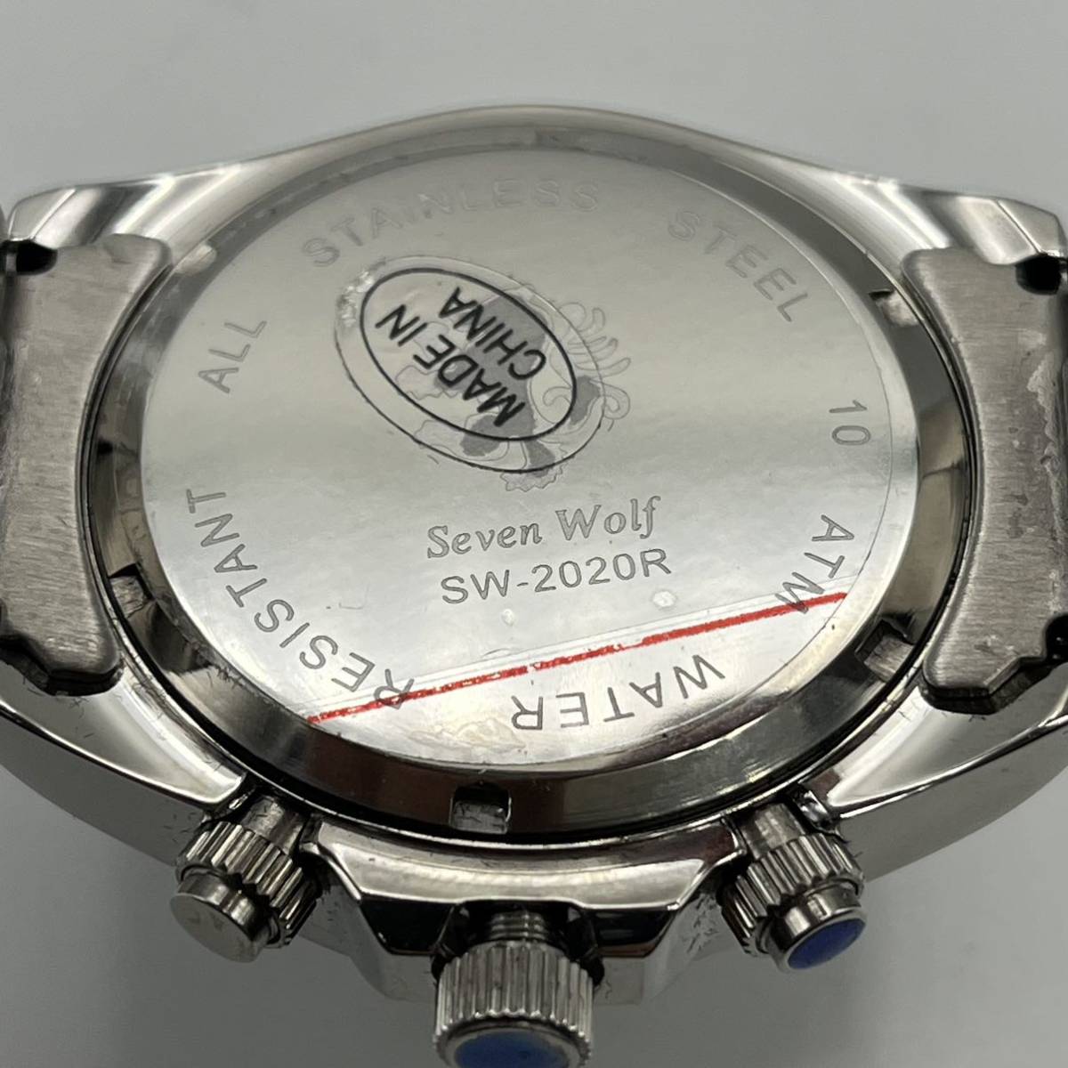 ★美品 151 Seven Wolf セブンウルフ クロノグラフ SW-2020R メンズ腕時計 腕時計 時計 クオーツ クォーツ 10ATM カレンダー 付 TI_画像5