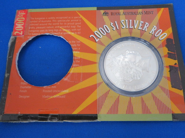 #718　オーストラリア　2000年　1ドル　カンガルー銀貨1オンス　台紙パッケージ　未使用品_画像3