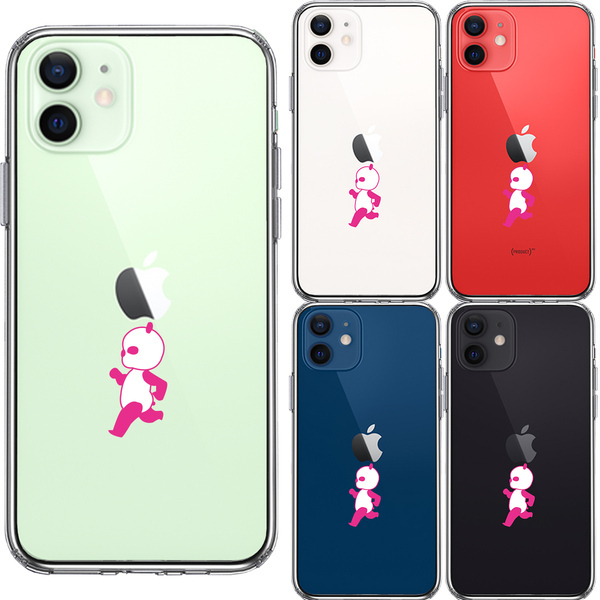 iPhone12 ケース クリア ピンク Panda パンダ 小走り スマホケース 側面ソフト 背面ハード ハイブリッド_画像2