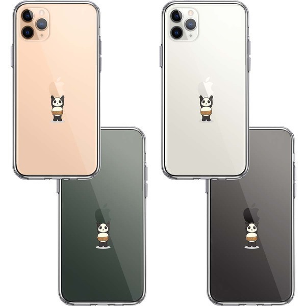 iPhone11pro ケース クリア パンダ アップル 重量挙げ 腹巻 スマホケース 側面ソフト 背面ハード ハイブリッド_画像2