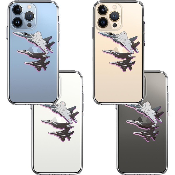 iPhone13Pro ケース クリア 戦闘機 F-15J 編隊飛行 ブレイク スマホケース 側面ソフト 背面ハード ハイブリッド_画像2