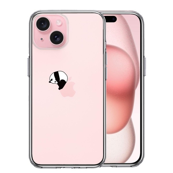 iPhone15Plus ケース クリア パンダ panda 跳び箱 体操 スマホケース 側面ソフト 背面ハード ハイブリッド_画像1