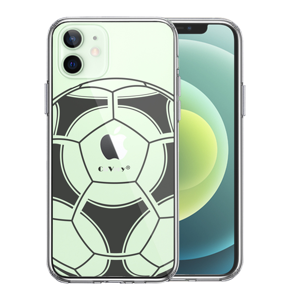 iPhone12 ケース クリア サッカーボール I Love Soccer スマホケース 側面ソフト 背面ハード ハイブリッド_画像1