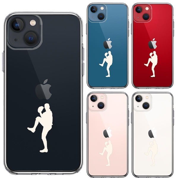 iPhone13 ケース クリア 野球 ピッチャー ホワイト スマホケース 側面ソフト 背面ハード ハイブリッド_画像2