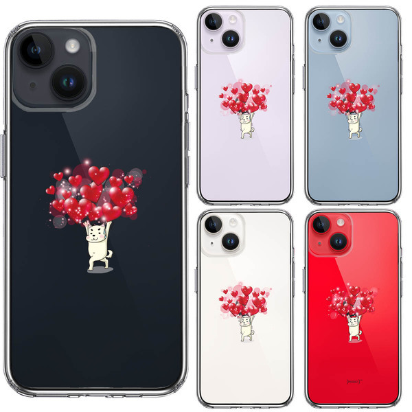 iPhone14 ケース クリア 犬 ワンコ ハート いっぱい スマホケース 側面ソフト 背面ハード ハイブリッド_画像2