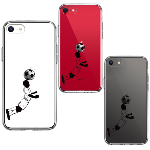 iPhoneSE ケース 第3世代 第2世代 クリア サッカー ヘディング 男子 黒 スマホケース 側面ソフト 背面ハード ハイブリッド_画像2