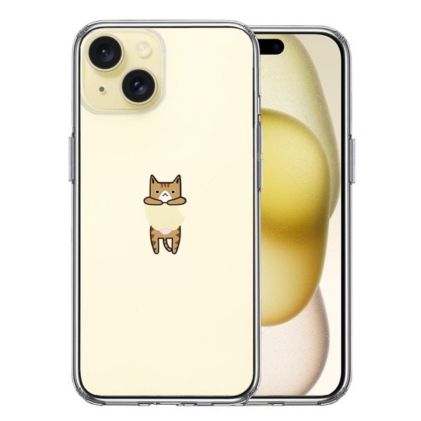 iPhone15Plus ケース クリア ぶらさがり にゃんこ 1 スマホケース 側面ソフト 背面ハード ハイブリッド_画像1