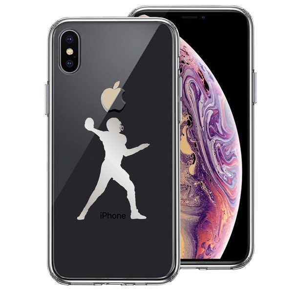 iPhoneX ケース iPhoneXS ケース クリア アメフト クォーターバック 2 グレー スマホケース ハイブリッド_画像1