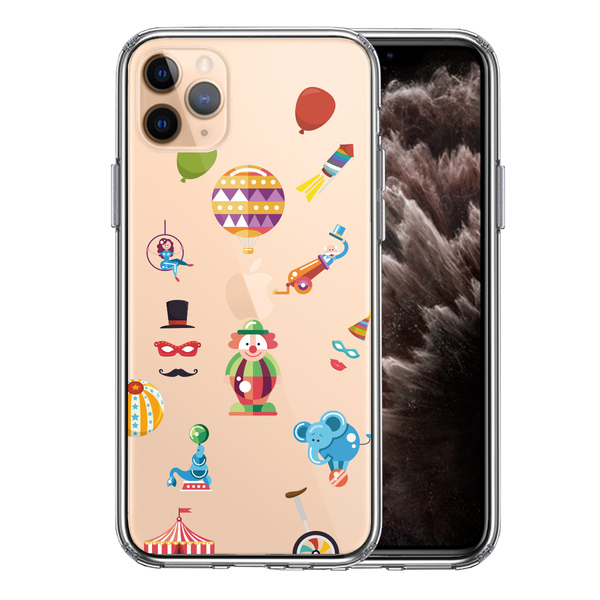 iPhone11pro ケース クリア サーカス ピエロ ぶらんこ スマホケース 側面ソフト 背面ハード ハイブリッド_画像1