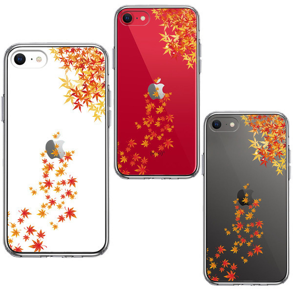 iPhoneSE ケース 第3世代 第2世代 クリア 季節 紅葉 もみじ 秋 スマホケース 側面ソフト 背面ハード ハイブリッド_画像2