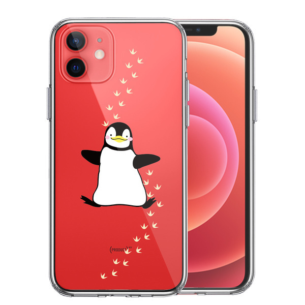 iPhone12 ケース クリア ペンギン フットプリント スマホケース 側面ソフト 背面ハード ハイブリッド_画像1