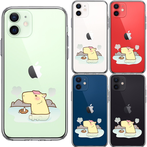 iPhone12 ケース クリア カピバラ 温泉 スマホケース 側面ソフト 背面ハード ハイブリッド_画像2