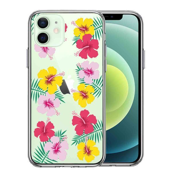 iPhone12mini ケース クリア ハワイ 花 フラワー フローラル 花柄 スマホケース 側面ソフト 背面ハード ハイブリッド_画像1