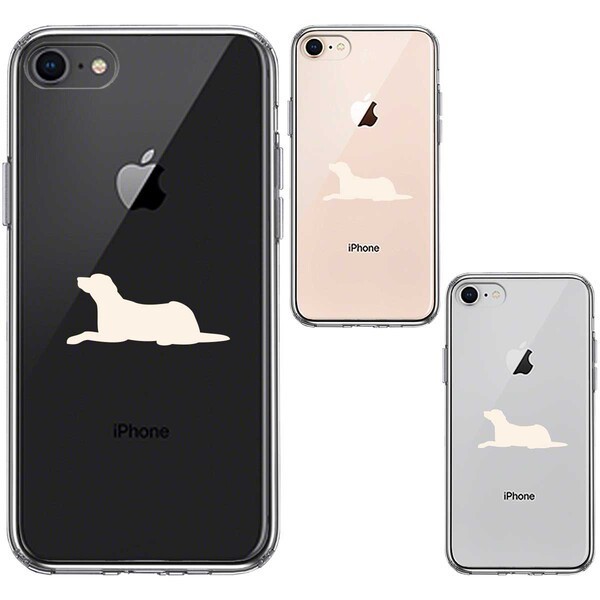 iPhone8 ケース クリア 犬 シルエット ラブラドールレトリバー 白 スマホケース 側面ソフト 背面ハード ハイブリッド_画像2