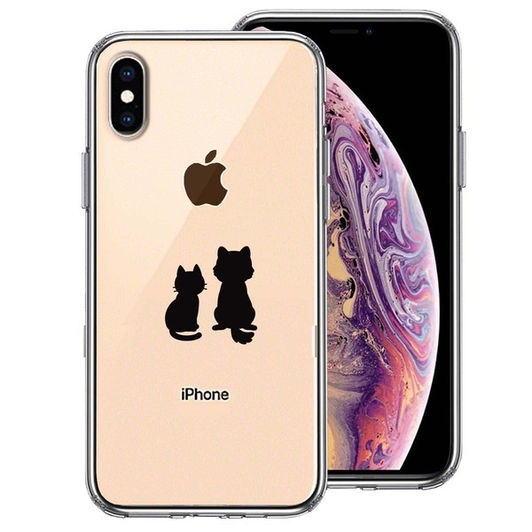 iPhoneX ケース iPhoneXS ケース わんこ にゃんこ ほっこり お月見 スマホケース ハイブリッド_画像1