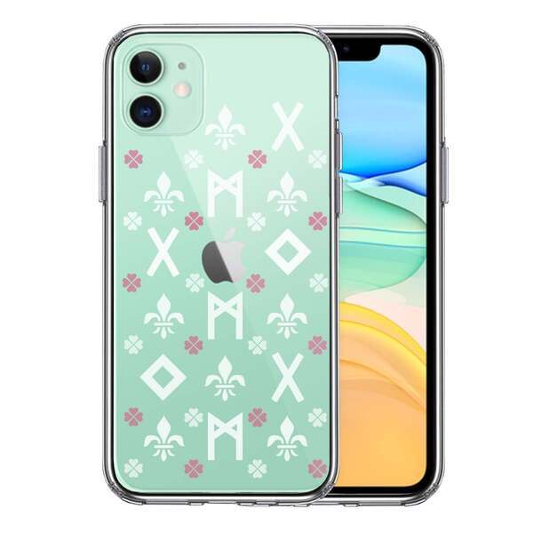 iPhone11 ケース クリア ルーン 文字 ピンク スマホケース 側面ソフト 背面ハード ハイブリッド_画像1