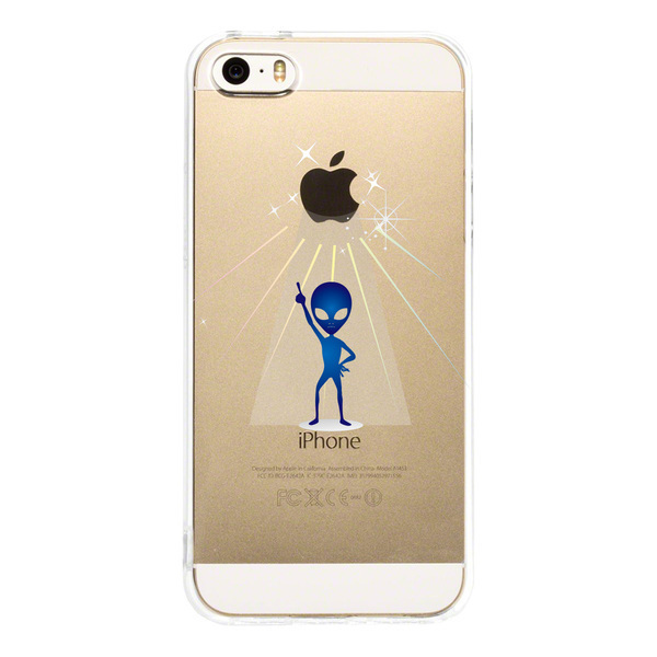 iPhone5 iPhone5s ケース クリア 宇宙人 フィーバー ブルー スマホケース ハード スマホケース ハード_画像3