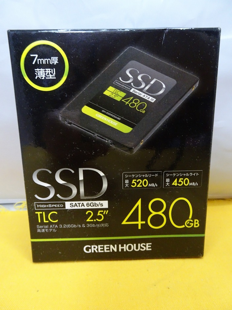 【未開封新品】 GREENHOUSE 480GB SSD SATA6Gb/s GH-SSDR2SA480._画像1
