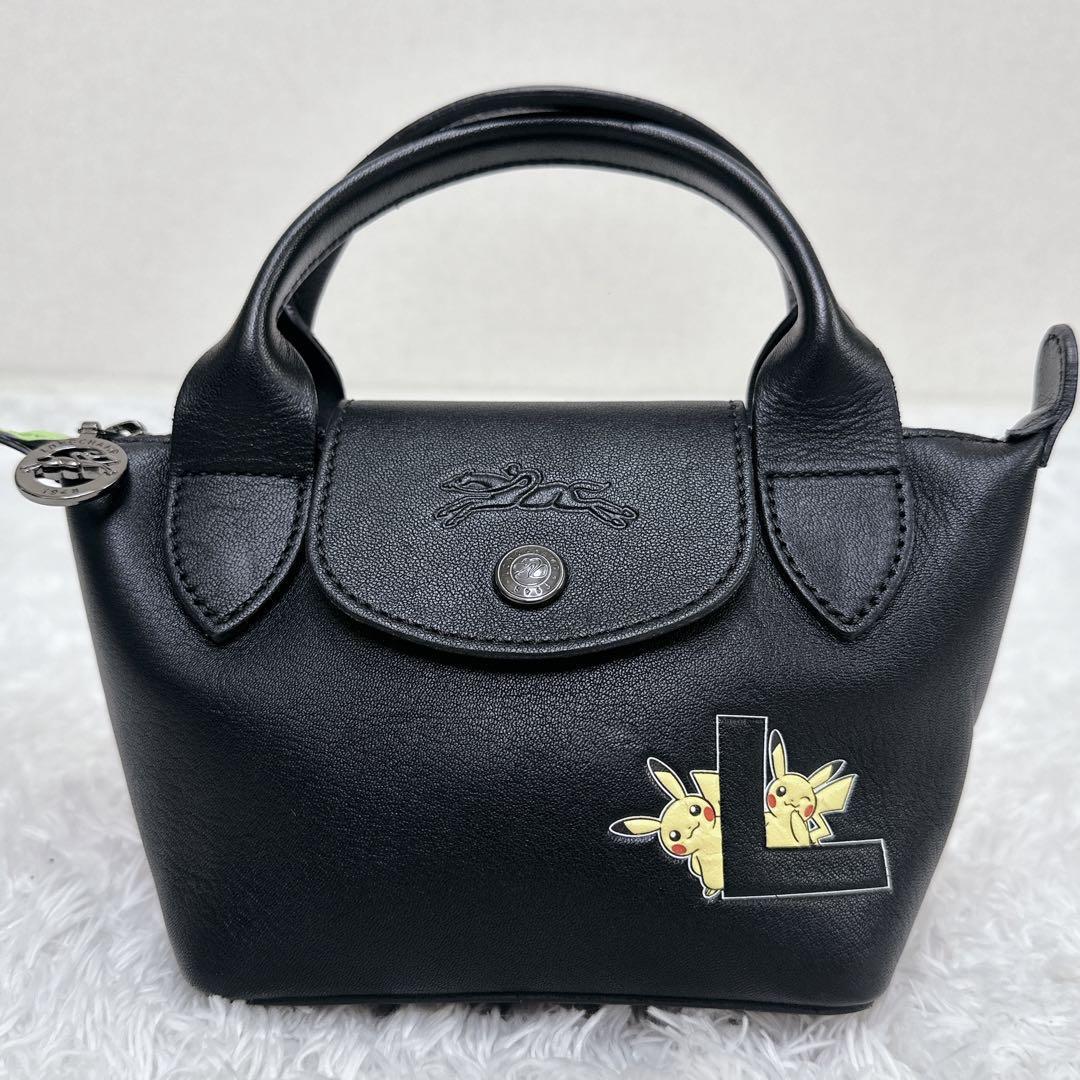 [ super rare ultra rare ] world 500 piece limitation Japan 200 piece limitation Longchamp×Pokemon Long Champ Pokemon 2way handbag shoulder bag black black 