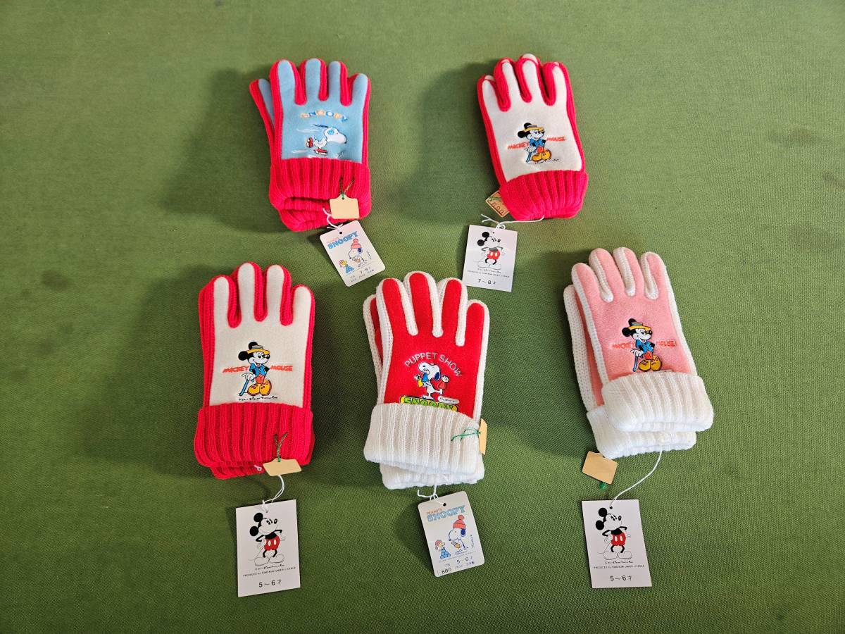* прямые продажи *[ не использовался ] детский перчатки 5 пункт Mickey Mouse Snoopy Kids перчатки женщина 5~6 лет для 7~8 лет для нейлон No.N