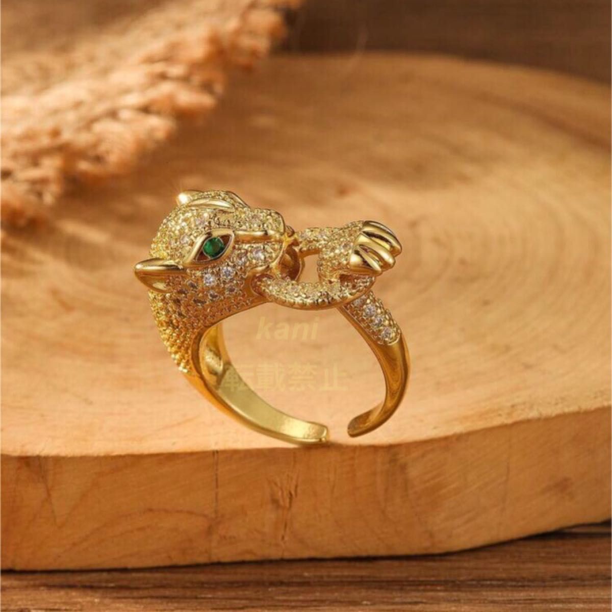 ゴールド　豹　リング　ジャガー　ジルコン　パンテール　パンサー　指輪　プレゼント　ヒョウ　大きいサイズ　派手　匿名発送