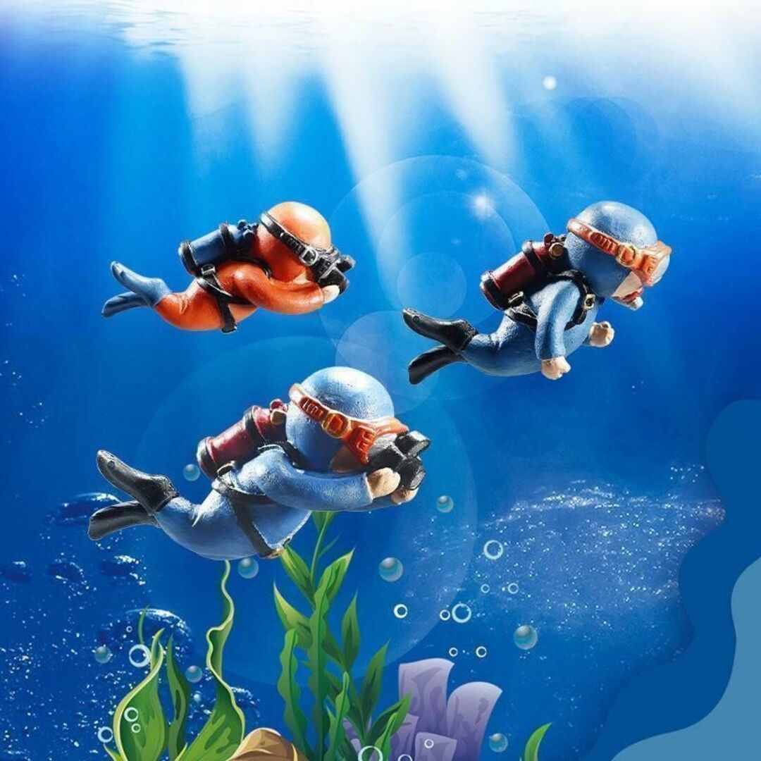 【２体セット♪】水槽用　アクアリウム オブジェ ダイバー フィギュア オーナメント 水槽 潜水士 青 オレンジ ブルー_画像10