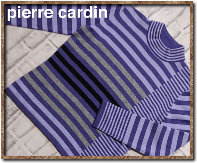 ☆pierre cardin　ピエールカルダン　カシミヤ100%ボーダーニット　青系☆_画像1