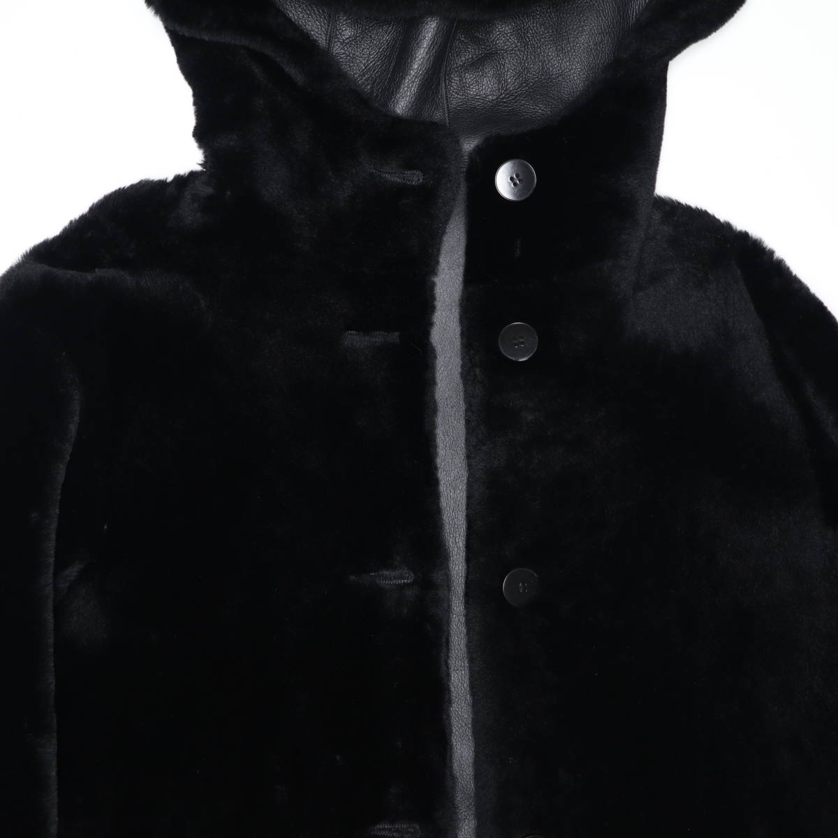 maje Gatina Reversible Hooded Shearling Coat 36 マージュ リバーシブル フーデット ムートンコート シアリング レザージャケット ファー_画像8