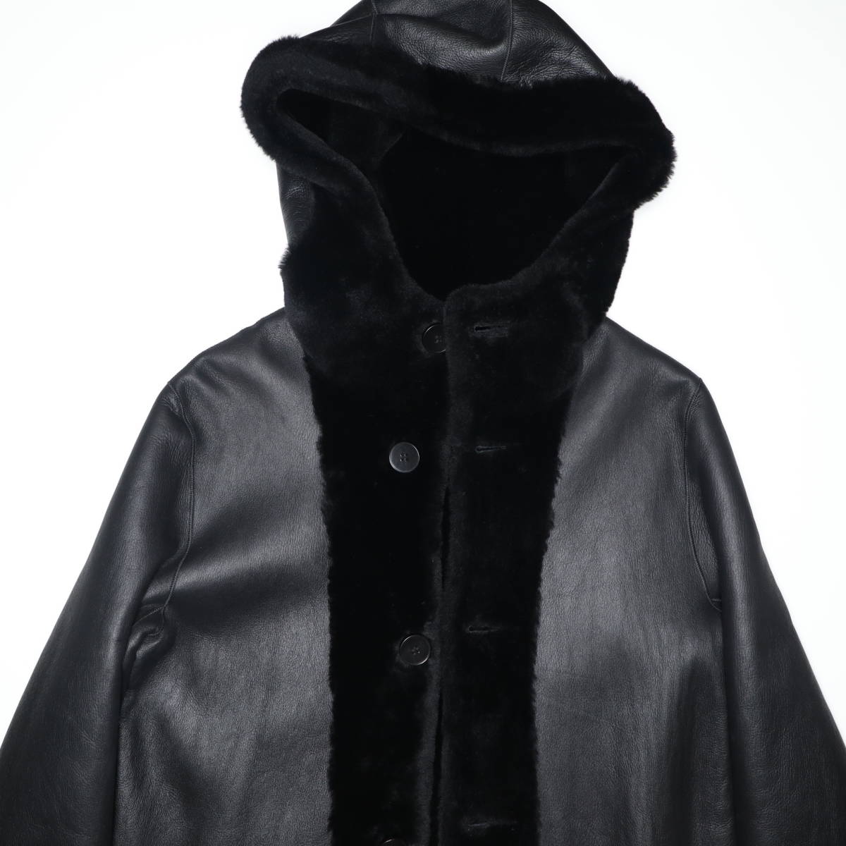 maje Gatina Reversible Hooded Shearling Coat 36 マージュ リバーシブル フーデット ムートンコート シアリング レザージャケット ファー_画像10