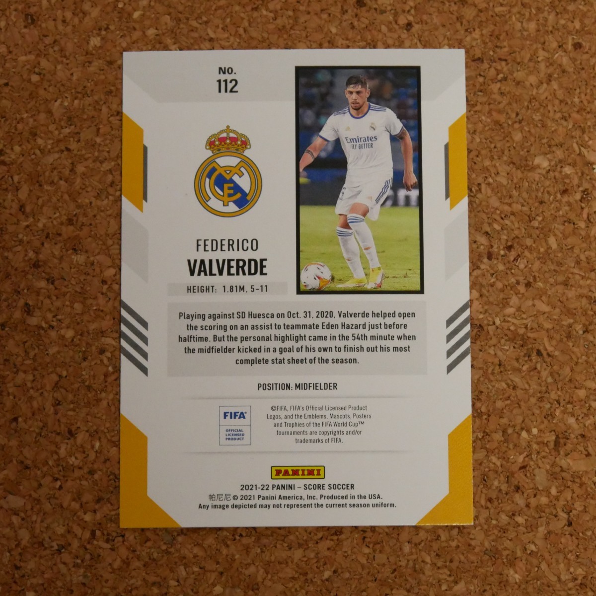 panini score soccer Federico Valverde パニーニスコアサッカー フェデリコ・バルベルデ レアル・マドリード ウルグアイ_画像2