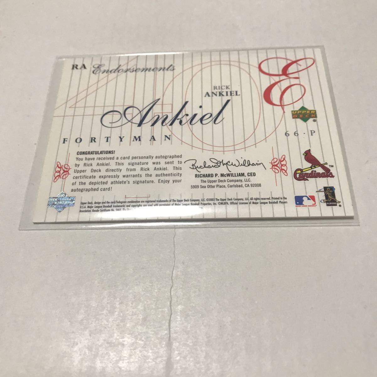 Rick Ankiel 2003 Upper Deck auto_画像2