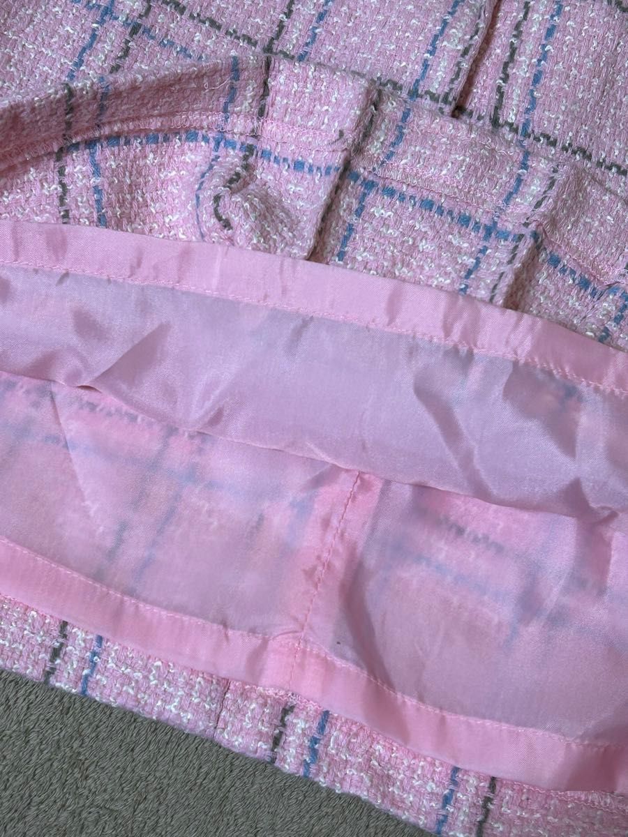 子供服　motherways ジャンパースカート　ツイード　チェック　ピンク　100サイズ