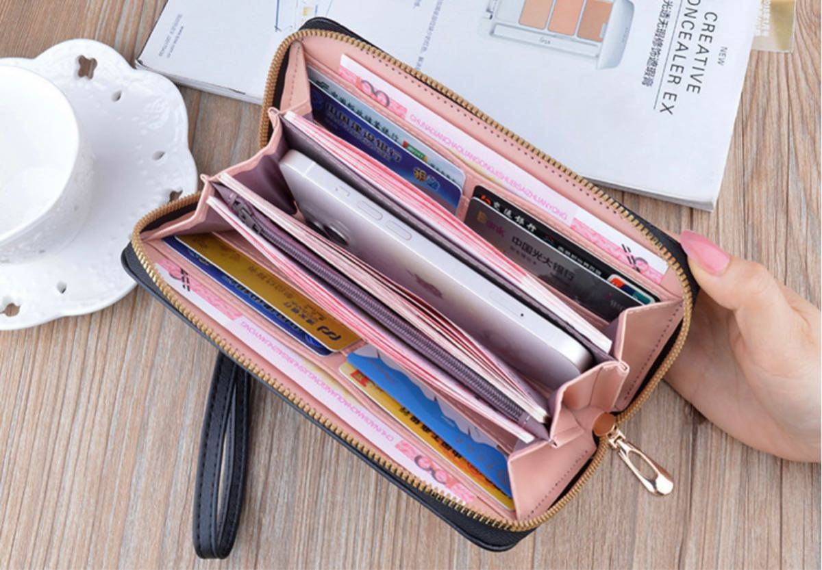  new goods long wallet horizontal purse pochette . purse smartphone pouch bulrush .