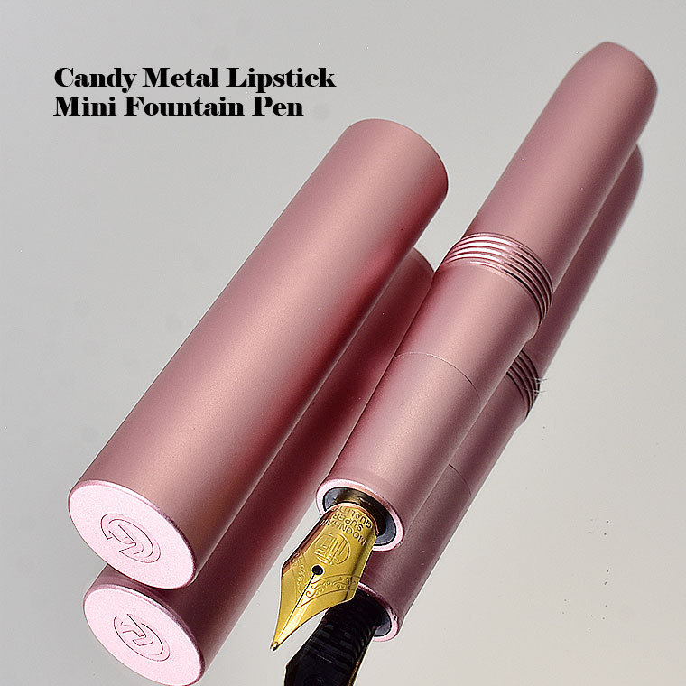 ◆●万年筆【MAJOHN】Candy メタルリップスティック型 ミニ万年筆 ピンク PINK 桃 EF極細相当 両用式 ミニコンバーター付 1円～新品/MN3-PK_ペン先：EFでの出品です