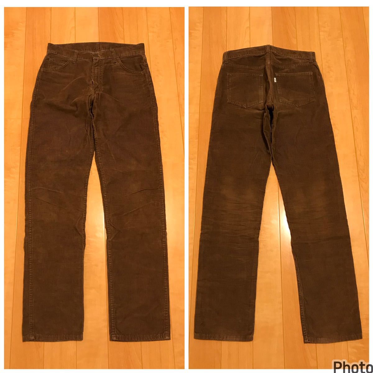 良品☆バレンシア.USA製/LEVI'S 8070・518モデル　W31L34 ビンテージ70s復刻 白タブBIGE コーデュロイストレートパンツ 555刻印/99年米国製