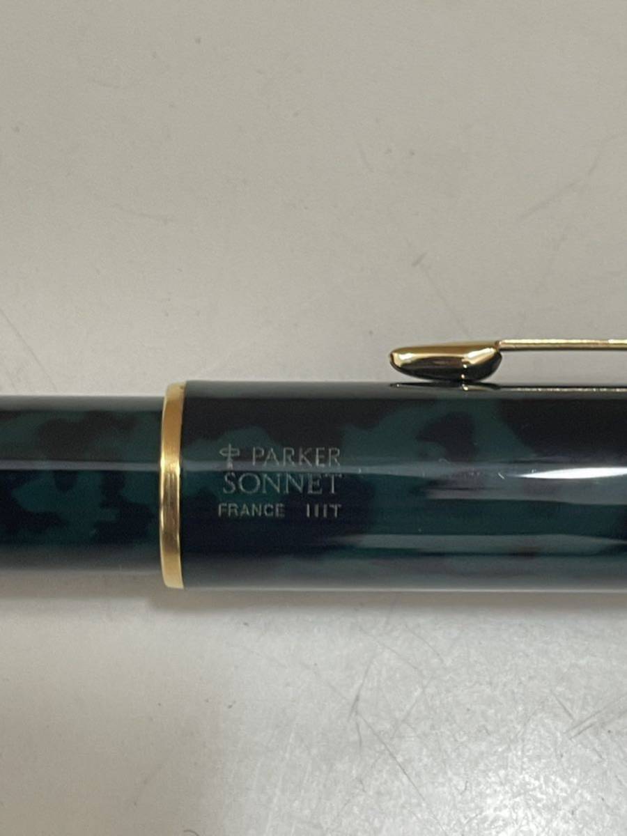 【TK0109A】パーカー PARKER 万年筆 文房具 筆記用具 ケース付きグリーン 緑 SONNET France 111T _画像3