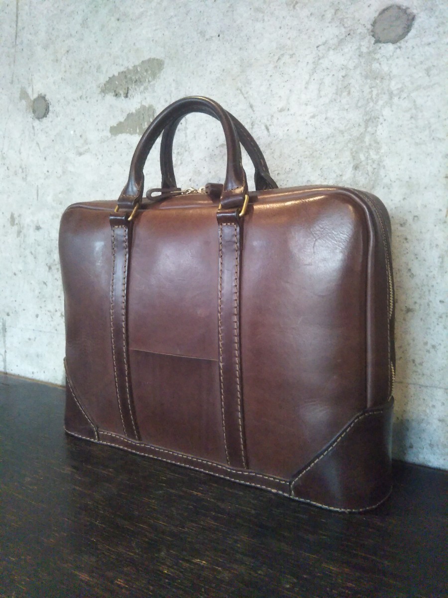  beautiful goods! regular price 51920 jpy HERZ Organ oval briefcase G-40 men's thickness leather all leather briefcase business bag fine quality leather original leather bag 