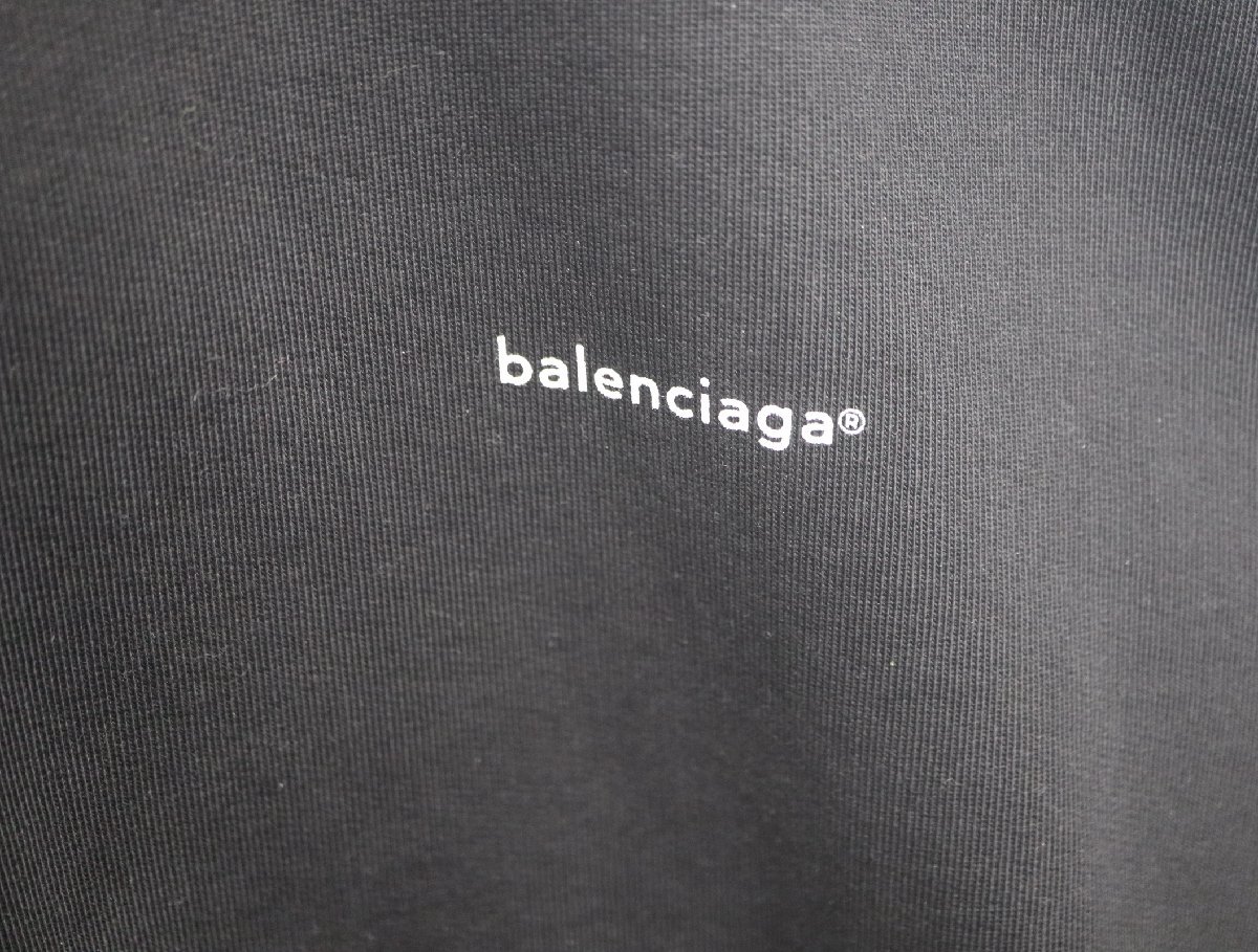 バレンシアガ BALENCIAGA 556145 ブラック サイズ M ロゴプリント プルオーバーパーカー メンズ アパレル_画像3