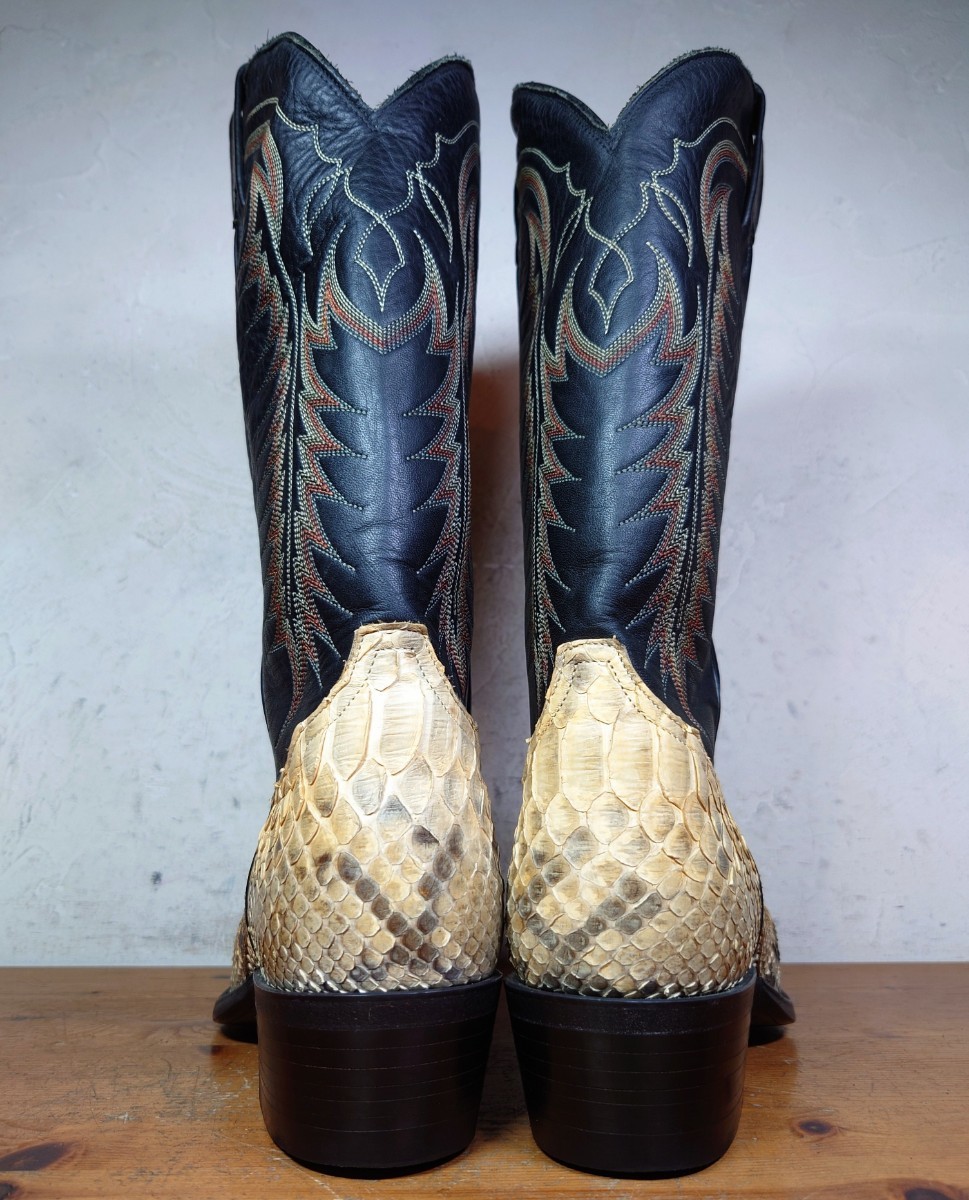 [ ultimate beautiful goods / python leather ]USA made TonyLama/ Tony Lama kau Boy western boots 71/2EE 25.5-26cm corresponding tea /ru Casey rios of mercedes