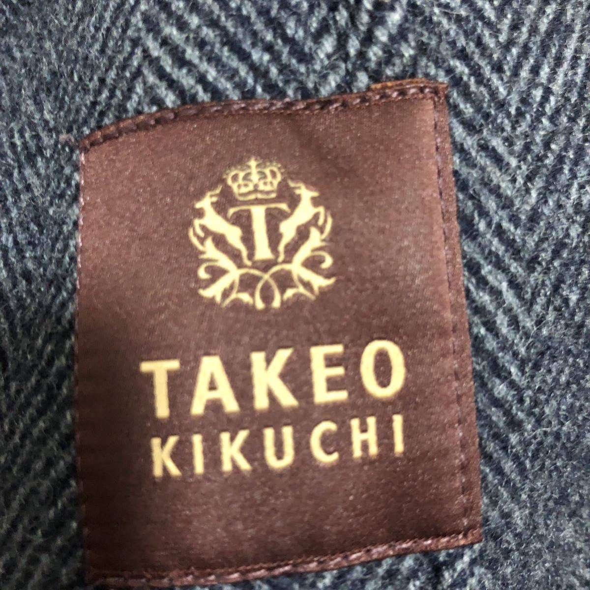 希少XL 美品■TAKEO KIKUCHI ダッフルコート ロングコート【肉厚-ウールツイル】内側ヘリンボーン メンズ タケオキクチ 2way _画像8