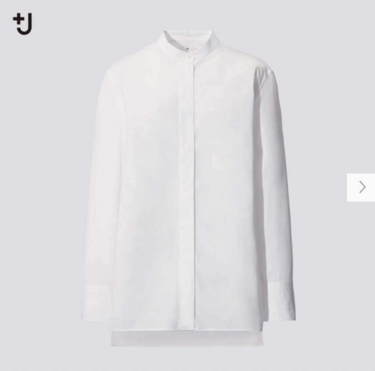 ユニクロ　UNIQLO +J スーピマコットンスタンドカラーシャツ　ジルサンダー　白　S 綿100%   貝ボタン