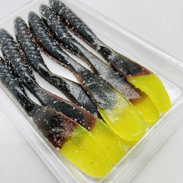 710432 カリフォルニアワーム パドルテールグラブ 4 1/2インチ ６本 CALIFORNIA WORM PADDLE TAIL GRUB ハンドポワード オールド品 希少の画像2