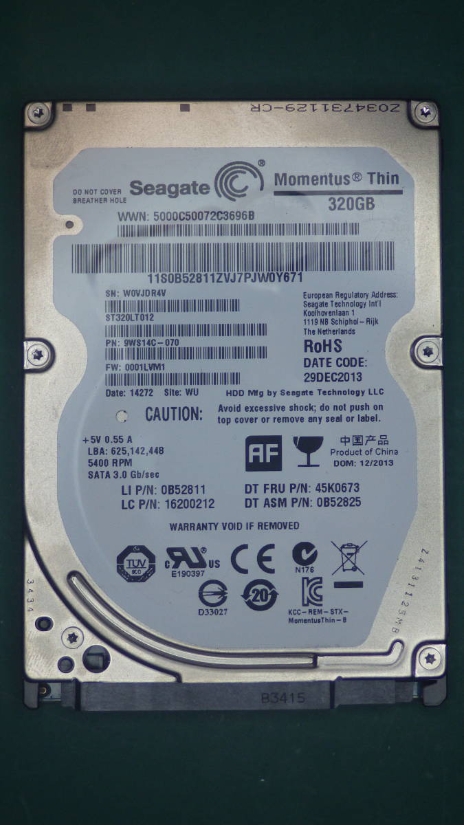SEAGATE 2,5-дюймовый HDD SATA SATA ST320LT012-9WS14C 320 ГБ подтверждена (320012)