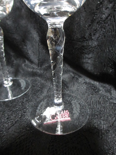 ペア　グラヴェール入り　ワイングラス　GLAS GALERIE　mundgedlasen・handgearbeitet_画像8