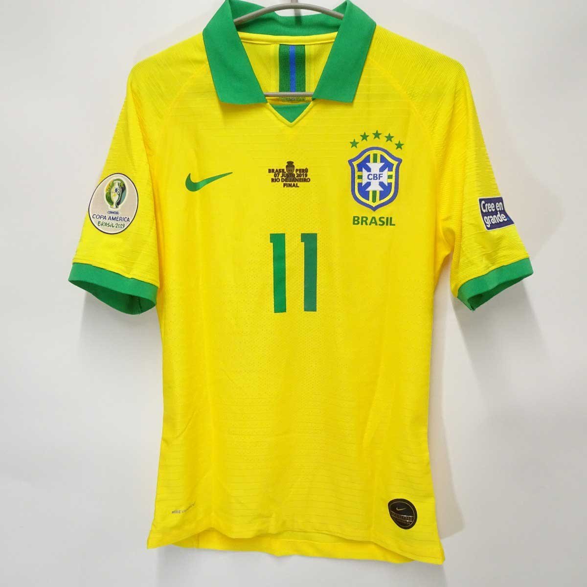 【中古】ナイキ サッカー ブラジル代表 ユニフォーム ホーム #11 コウチーニョ コパ・アメリカ2019決勝 vsペルー M NIKE_画像3