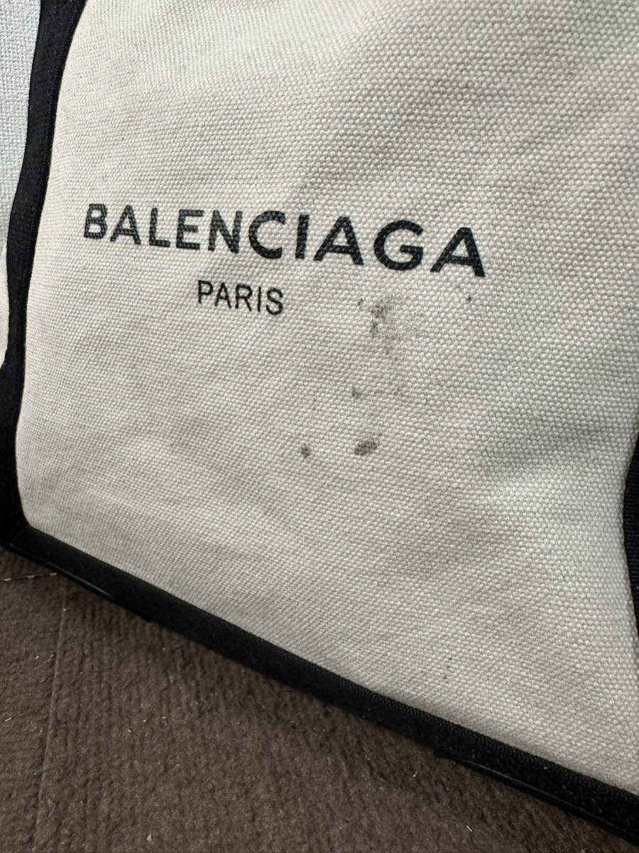 【中古品】バレンシアガ BALENCIAGA トートバッグ 535269 キャンバス ネイビー ホワイト トートバッグ アイボリー×黒_画像5