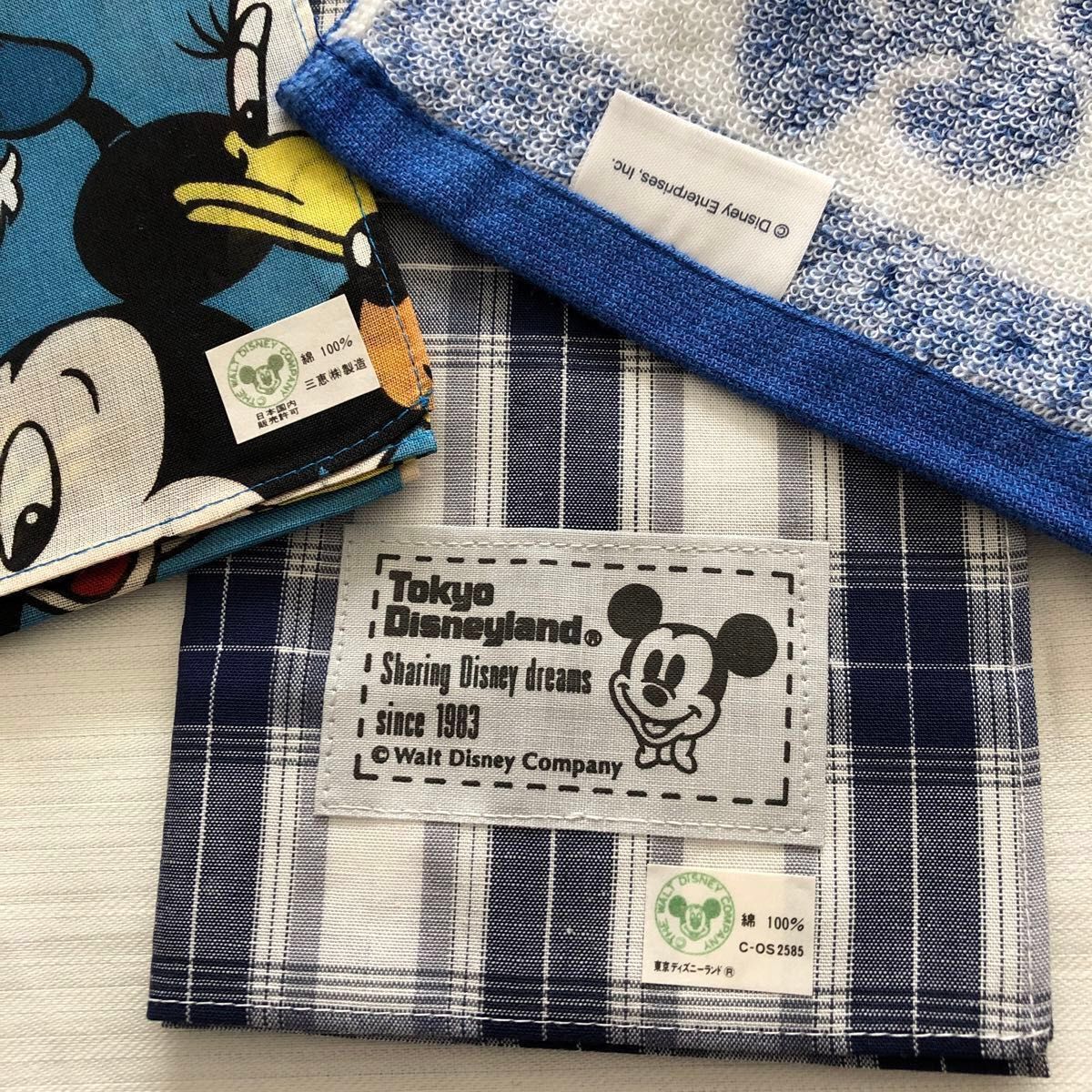 未使用　Disney タオルハンカチとハンカチ　10枚セット　ミッキーマウス　プーさん　東京ディズニーランド　ハンドタオル