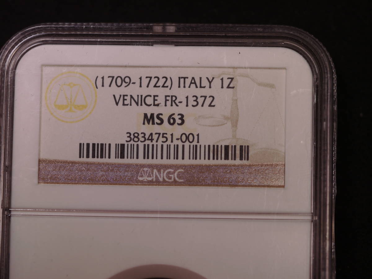 イタリア・ベネチア　１Zecchin (ゼツキー）イタリア 金貨　（1709年〜1722年）Friedberg　1372 NGC MS 63 完全未使用レベル_画像8