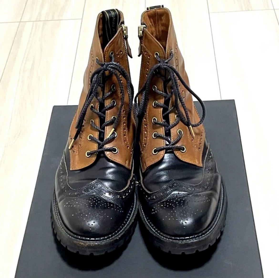 ★foot the coacher ショートブーツ 革靴 ブーツ ウイングチップ ツートン 9 27cm★_画像2