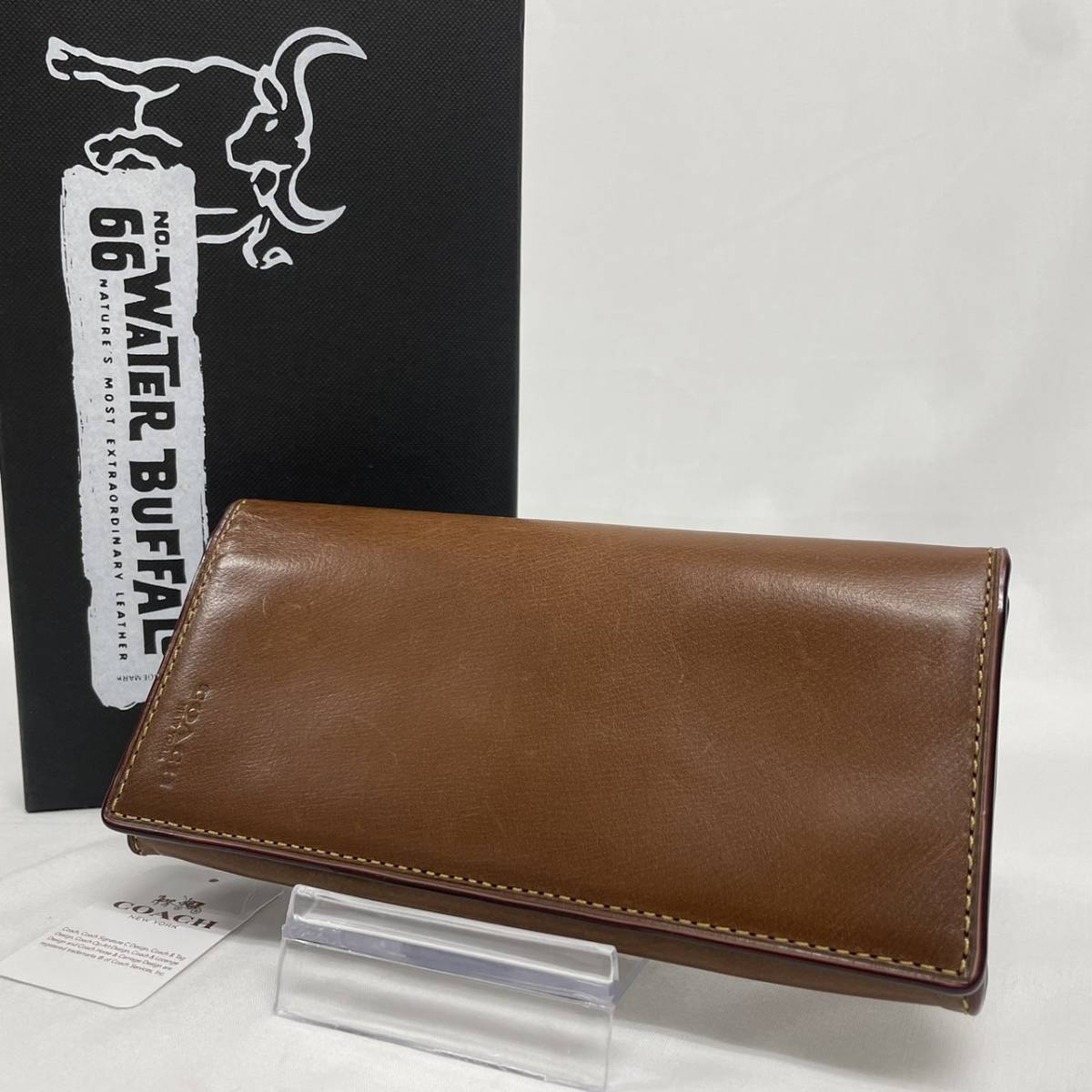 ☆★【箱付き】COACH　コーチ　長財布　ボックスド ブレスト ポケット ウォレット ウォーター バッファロー レザー　ブラウン★☆_画像1